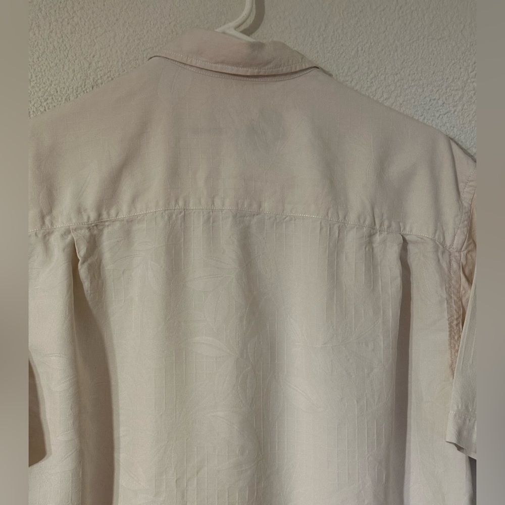 Tommy Bahama Men Camp Shirt Off White 100% Silk Foliage Pattern Size Medium - Picture 4 of 10